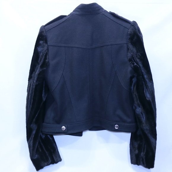 Juicy Couture Black Military jacket with Faux Fur Sleeves – Medium - Picture 2 of 6